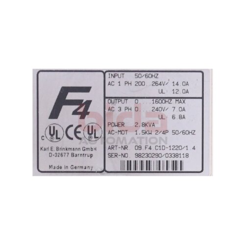 KEB 09.F4.C1D-1220/1.4 Frequenzumrichter / Frequency Converter