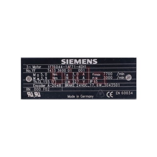 Siemens 1FT6044-1AF71-4EH1 / 1FT6 044-1AF71-4EH1  SIMOTICS S Synchronservomotor 24VDC