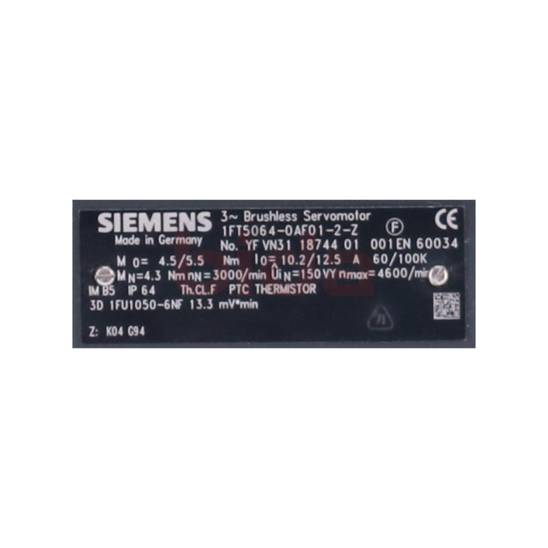 Siemens 1FT5064-0AF01-2-Z / 1FT5 064-0AF01-2-Z Servomotor / Servo Motor