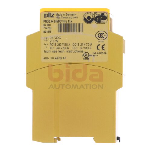 Pilz PNOZ X4 24VDC 3n/o 1n/c (774730) Sicherheitsrelais / Safety Relay 24V 2,5W