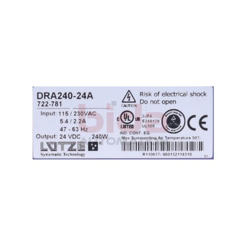 Lutze DRA240-24A (722-781) Netzteil / Power Supply Unit 24VDC 10A
