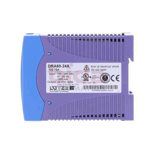 Lutze DRA60-24A (722-754) Netzteil / Power Supply Unit 24VDC 60W