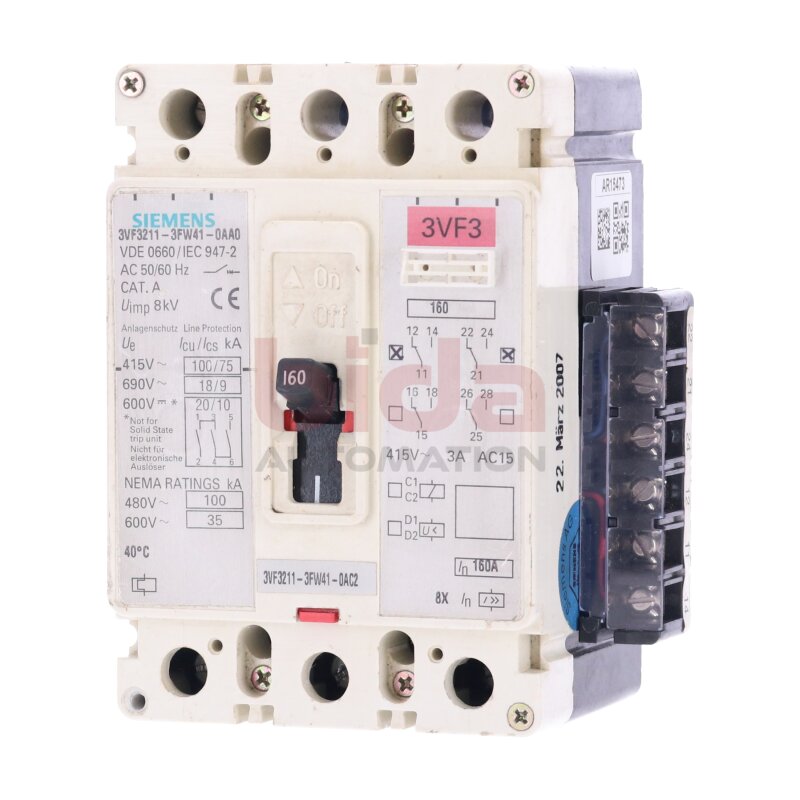 Siemens 3VF3211-3FW41-0AC2 / 3VF3 211-3FW41-0AC2 Leitungsschutzschalter / Circuit Breaker