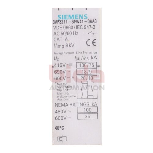 Siemens 3VF3211-3FW41-0AC2 / 3VF3 211-3FW41-0AC2 Leitungsschutzschalter / Circuit Breaker