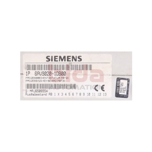 Siemens 6AV9020-1DB00 PROZESSBEDIENTASTATUR / PROCESS CONTROL KEYBOARD