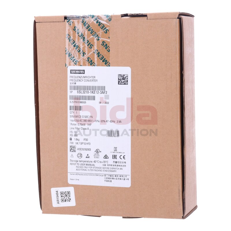 Siemens 6SL3210-1KE12-3AF2 / 6SL3 210-1KE12-3AF2 Frequenzumrichter / Frequency Converter