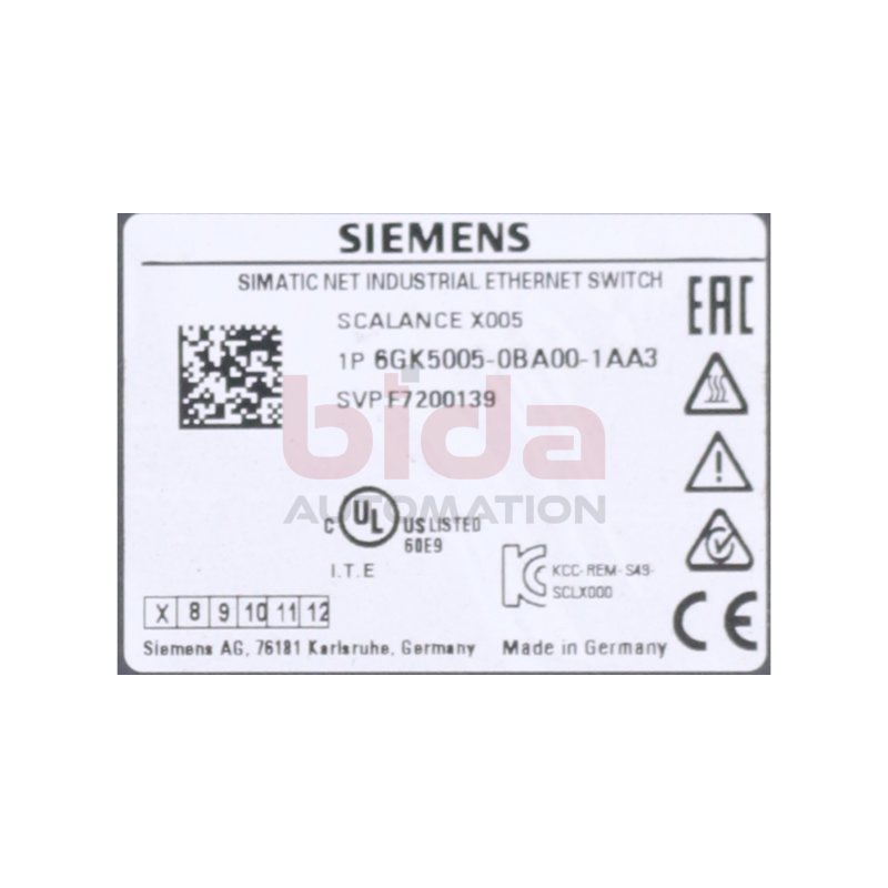 Siemens 6GK5005-0BA00-1AA3 / 6GK5 005-0BA00-1AA3 Ethernet Switch