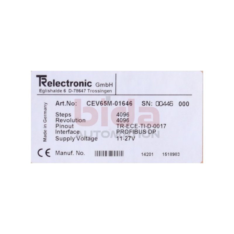 Trelectronic CEV65M-01646 Drehgeber / Rotary encoder 11-27V