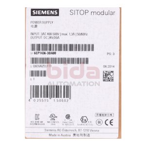 Siemens 6EP1436-3BA00 / 6EP1 436-3BA00  Stromversorgung /...