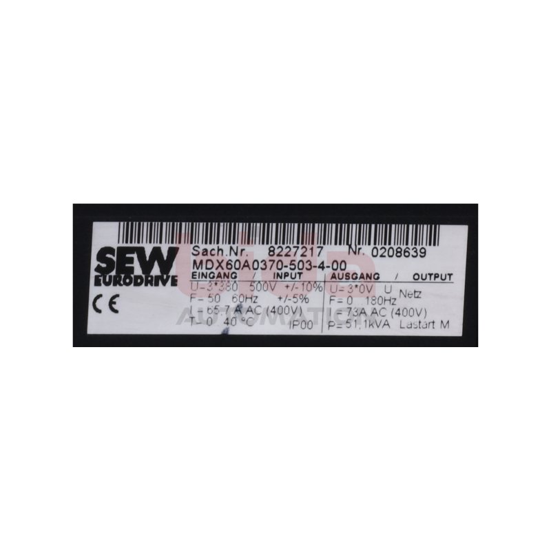 SEW MDX60A0370-503-4-00 (8227217) Frequenzumrichter / Frequency Converter 3x380..500V