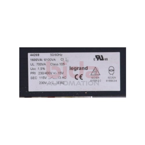 Legrand 44269 (1600VA/6100VA) Transformator / Transformer 230/400V