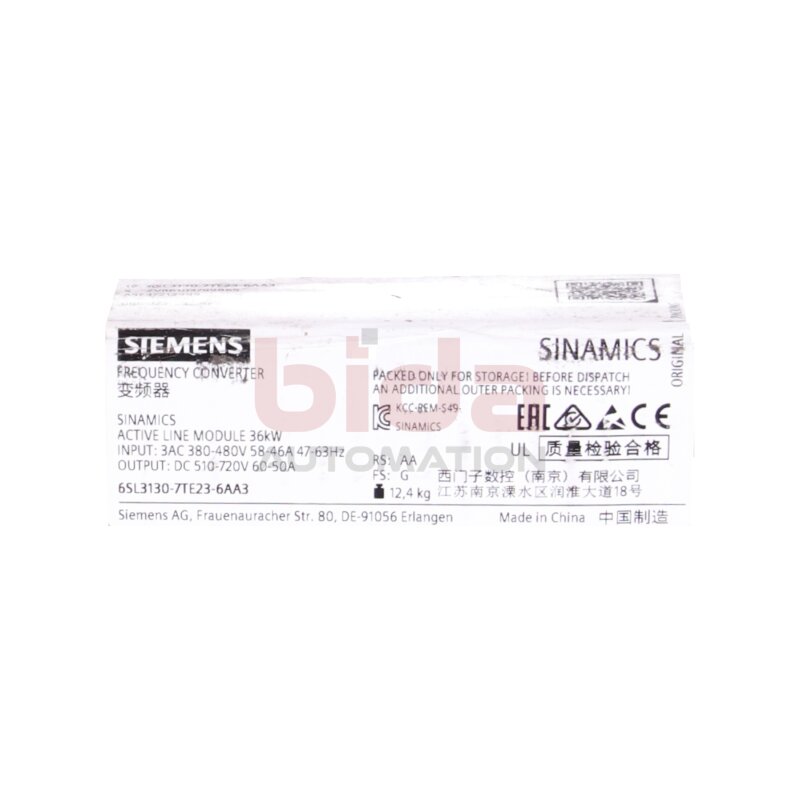 Siemens 6SL3130-7TE23-6AA3 SINAMICS S120 Frequenzumrichter Frequency converter Active-Line-Module Eingang Input