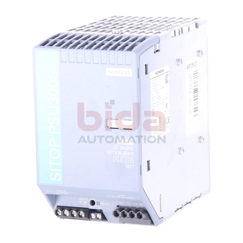 Siemens 6EP1436-2BA10 SITOP PSU300S 20 A Geregelte Stromversorgung 24V 20A