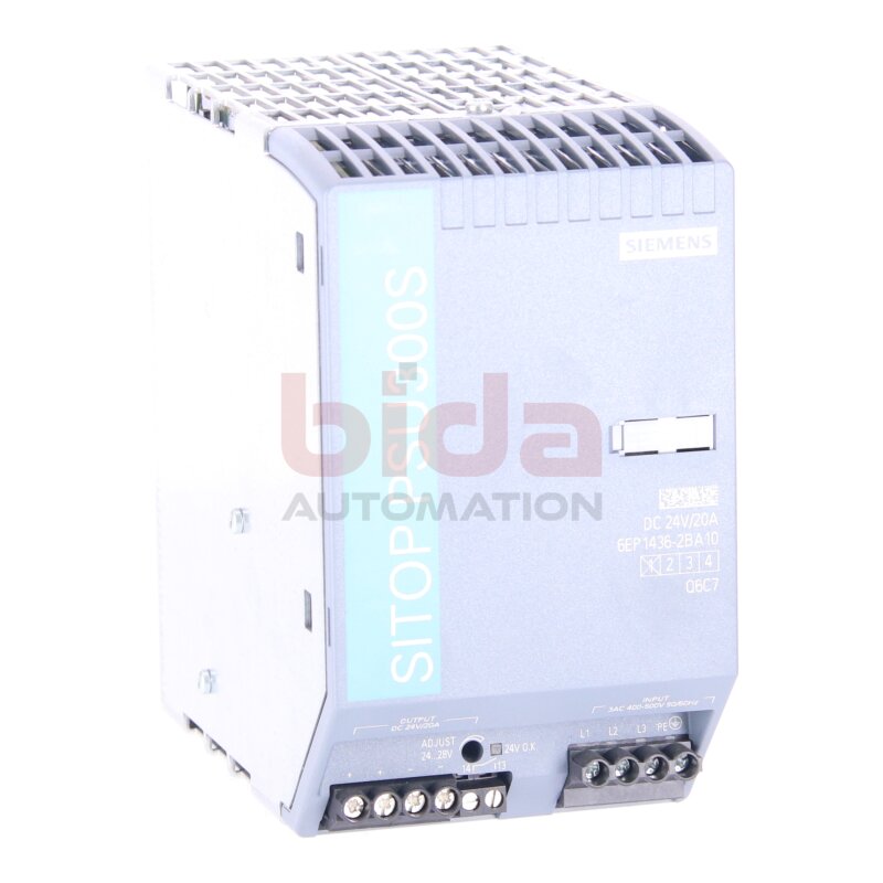 Siemens 6EP1436-2BA10 SITOP PSU300S 20 A Geregelte Stromversorgung 24V 20A