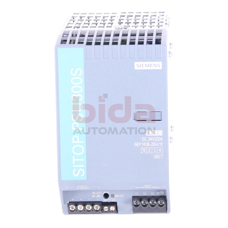 Siemens 6EP1436-2BA10 SITOP PSU300S 20 A Geregelte Stromversorgung 24V 20A