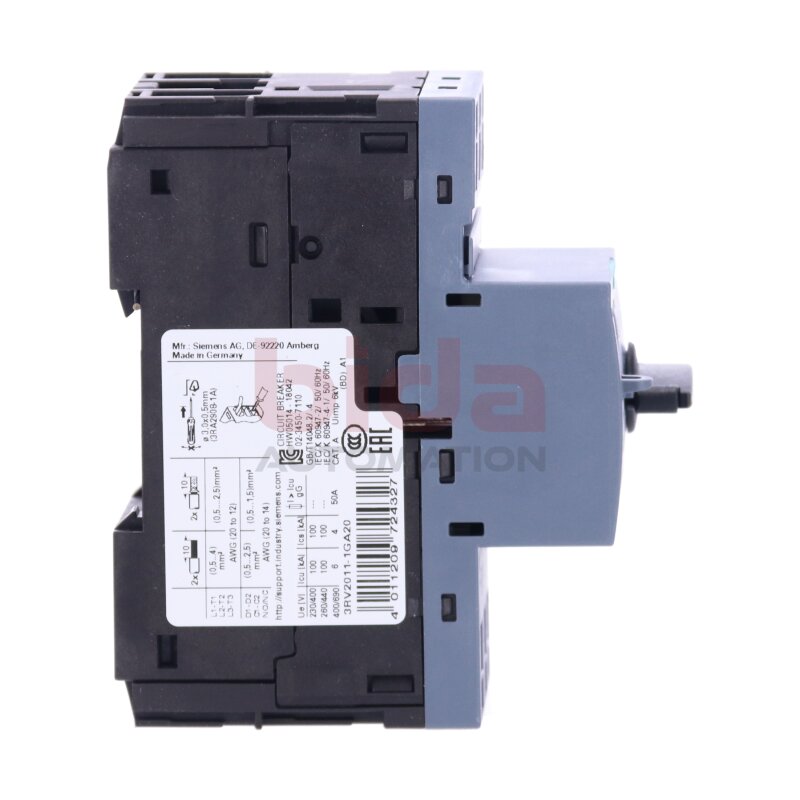 Siemens 3RV2011-1GA20 / 3RV2 011-1GA20 Leistungsschalter / Circuit Breaker 600V 6,3A