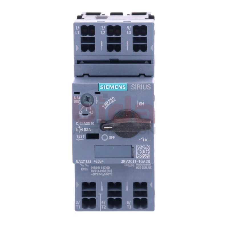 Siemens 3RV2011-1GA20 / 3RV2 011-1GA20 Leistungsschalter / Circuit Breaker 600V 6,3A
