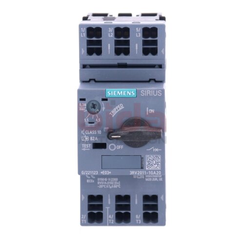 Siemens 3RV2011-1GA20 / 3RV2 011-1GA20 Leistungsschalter / Circuit Breaker 600V 6,3A