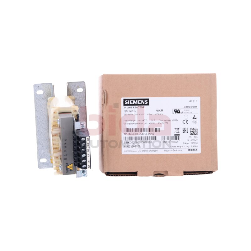 Siemens 6SL3203-0CE13-2AA0 / 6SL3 203-0CE13-2AA0 Netzdrossel / Mains choke 380-480V