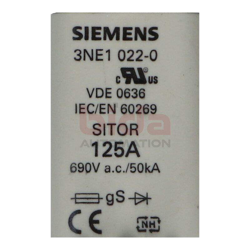 Siemens 3NE1022-0 / 3NE1 022-0 Sicherungseinsatz / Fuse insert 125A 690VAC 250VDC