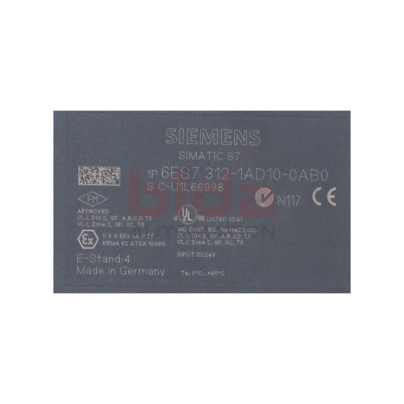 Siemens 6ES7312-1AD10-0AB0 / 6ES7 312-1AD10-0AB0 SIMATIC S7-300, CPU 312 ZENTRALBAUGRUPPE / Central assembly  DC 24V  16 KBYTE