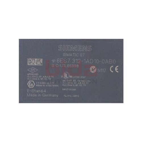 Siemens 6ES7312-1AD10-0AB0 / 6ES7 312-1AD10-0AB0 SIMATIC S7-300, CPU 312 ZENTRALBAUGRUPPE / Central assembly  DC 24V  16 KBYTE
