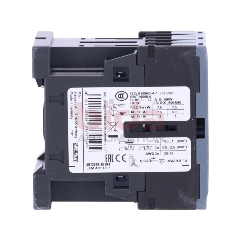 Siemens 3RT2018-2BB42 / 3RT2 018-2BB42 Sch&uuml;tz / Contector 24VDC 400V 16A 3-polig