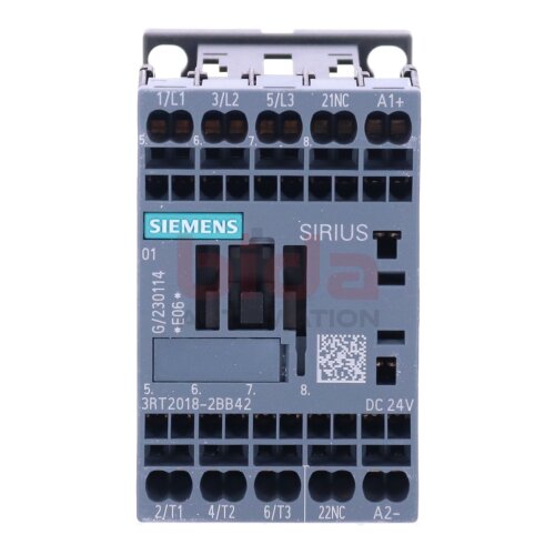 Siemens 3RT2018-2BB42 / 3RT2 018-2BB42 Sch&uuml;tz / Contector 24VDC 400V 16A 3-polig