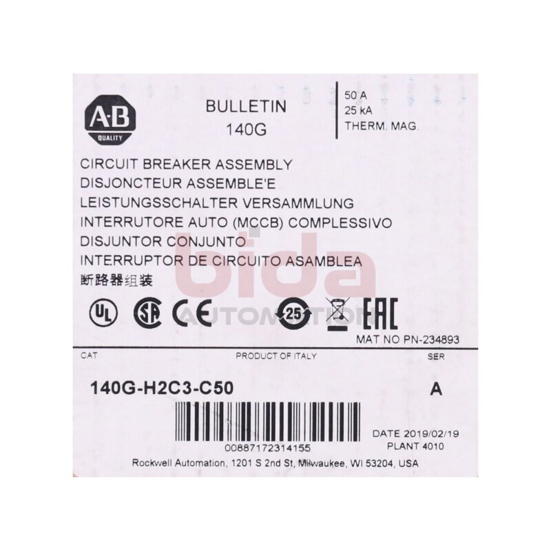 Allen-Bradley 140G-H2C3-C50  Leistungsschalter Circuit Breaker