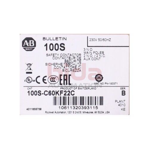 Allen-Bradley 100S-C60KF22C (10611320393115) Leistungssch&uuml;tz / Power Contactor 230V