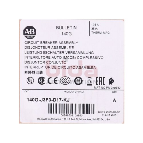 Allen-Bradley 140G-J3F3-D17-KJ (00889508104850) Leitungsschutzschalter  / Circuit Breaker