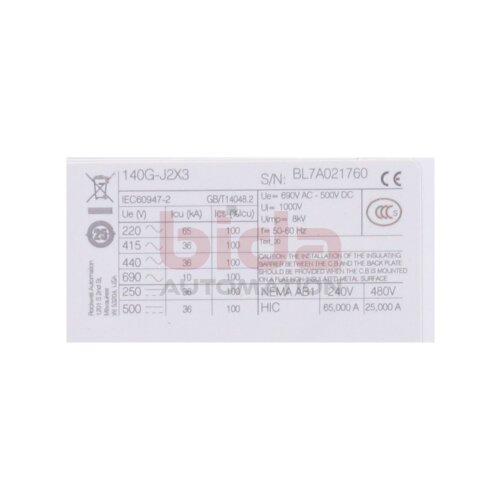 Allen-Bradley 140G-J2F3-C80 (00887172535093) Leistungsschalter / Circuit Breaker 80A