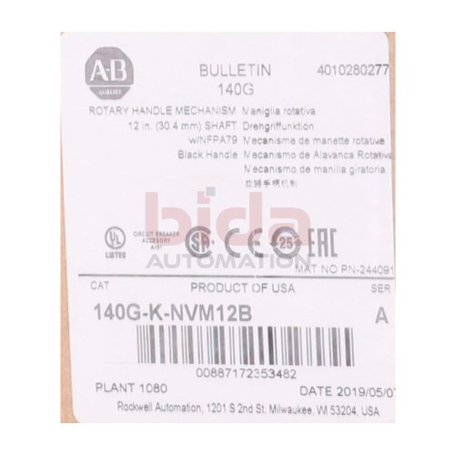 Allen-Bradley 140G-K-NVM12B (00887172353482) Drehgriffunktion / Rotary handle mechanism