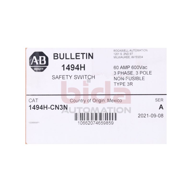Allen-Bradley 1494H-CN3N (10662074659859) Sicherheitsschalter / Safety Switch 600VAC