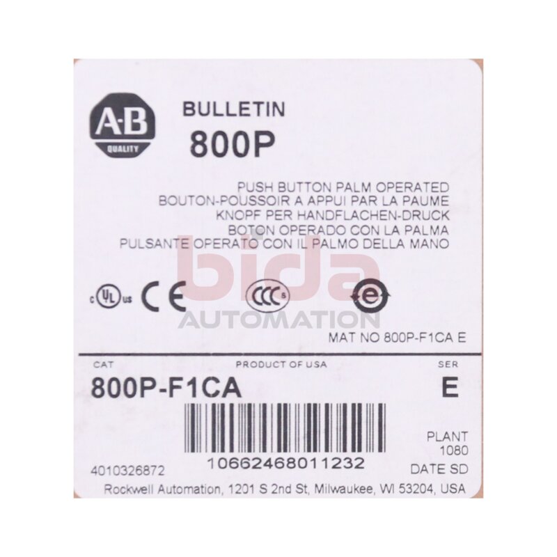 Allen Bradley 800P-F1CA (10662468011232) Not-Halt-Befehlsger&auml;t Emergency Stop Command Device