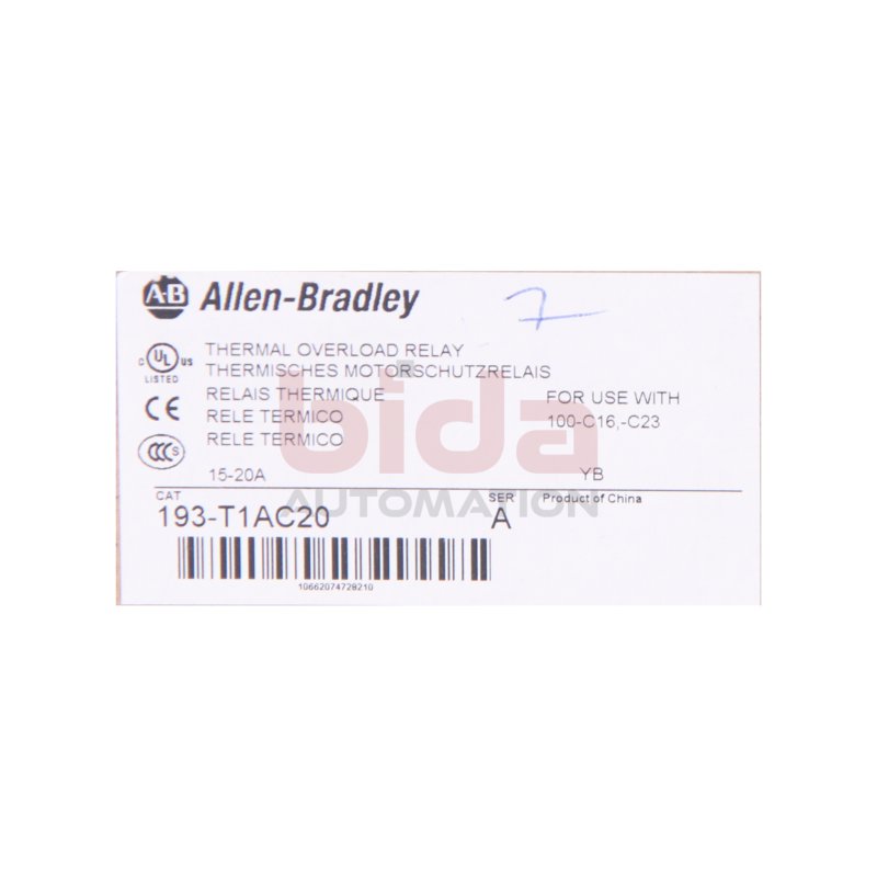 Allen-Bradley 193-T1AC20 (10662074728210) Thermisches Motorschutzrelais Thermal Overload Relais  20A