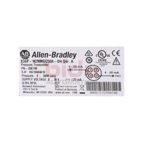 Allen-Bradley 836P-N2NMGC50A-D4 (00887172994340) Drucktransmitter / Pressure Transmitter
