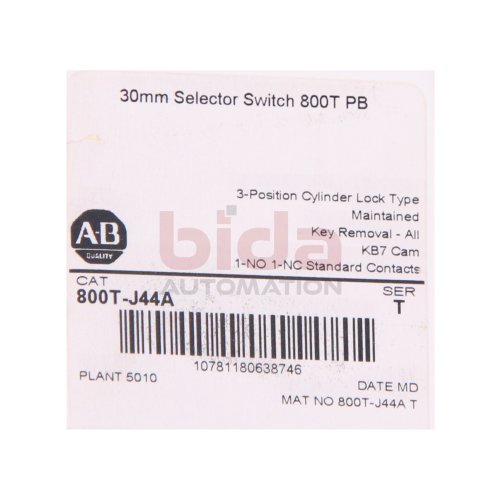 Allen-Bradley 800T-J44A (10781180638746) Wahlschalter / Selector Switch