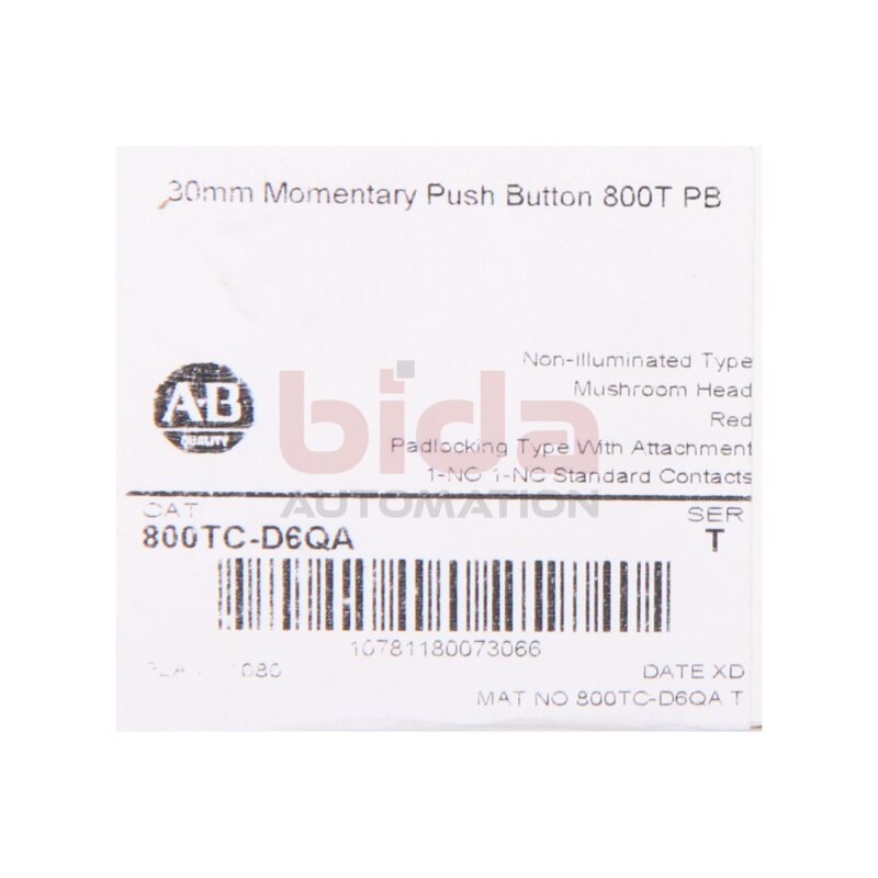 Allen-Bradley 800T-D6QA (10781180073066) Drucktaste / Pushbutton 600V