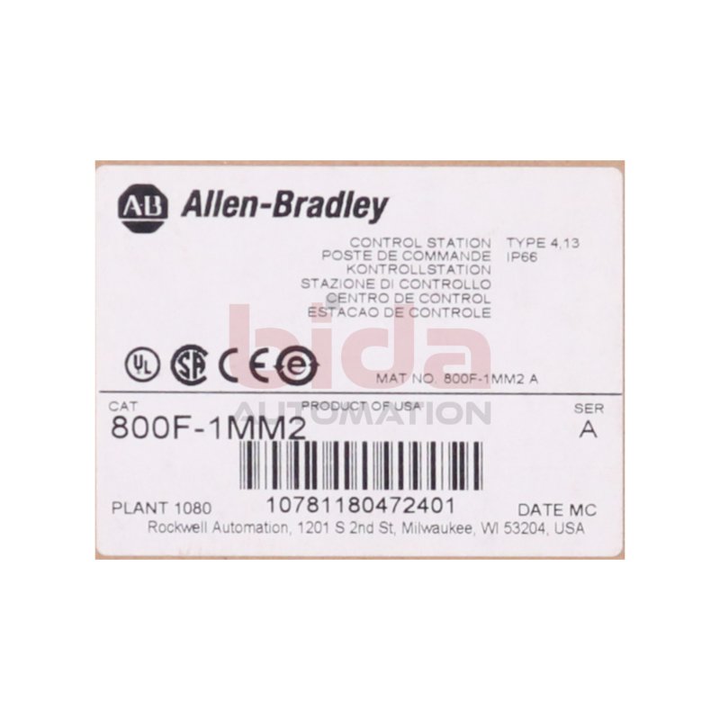 Allen-Bradley 800F-1MM2 (10781180472401) Kontrollstation / Control Station