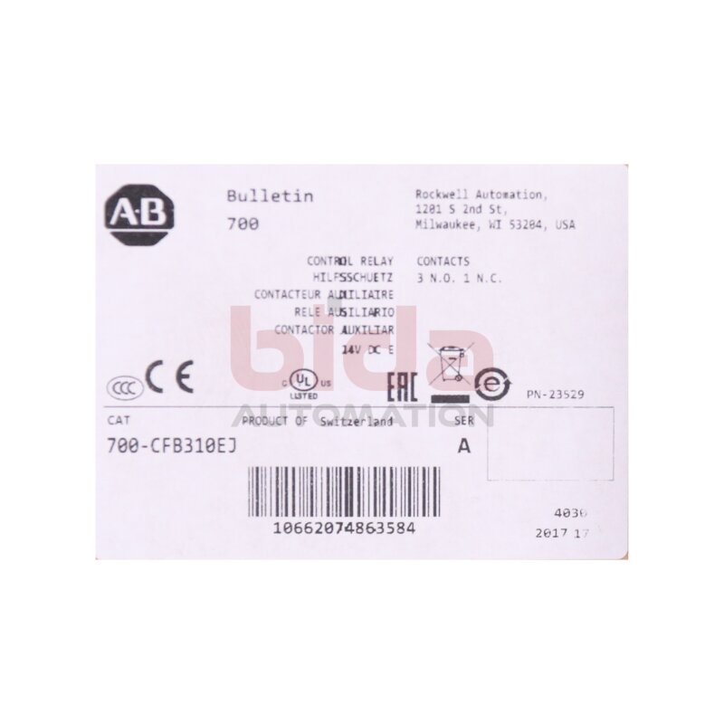 Allen Bradley 700-CFB310EJ (10662074863584) Hilfssch&uuml;tz / Auxiliary Contactor 24VDC
