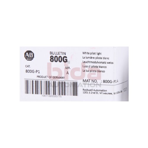 Allen-Bradley 800G-P1 (10611320535775) Leuchtmodulvorsatz weiss / White pilot light