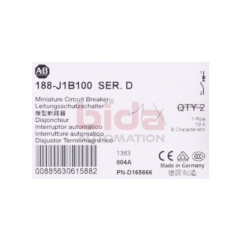 Allen-Bradley 188-J1B060 (00885630615929) Leitungsschutzschalter / Miniature Circuit Breaker 230/400V