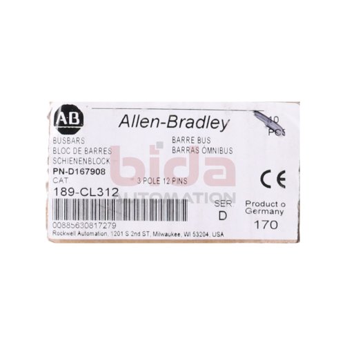 Allen-Bradley 189-CL312 (00885630817279) Schienenblock / Busbares 63A 690V