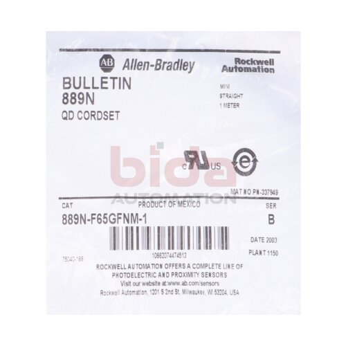 Allen-Bradley 889N-F65GFNM-1 (10662074474513) Kabelsatz / Cordset 1m