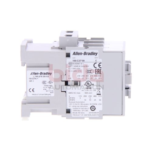 Allen-Bradley 100-C37N00 (10662072594640) Leistungssch&uuml;tz / Power Contactor 440V 380-400V