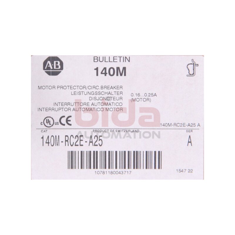 Allen-Bradley 140M-RC2E-A25 (10781180043717) Leistungsschalter / Circuit Breaker