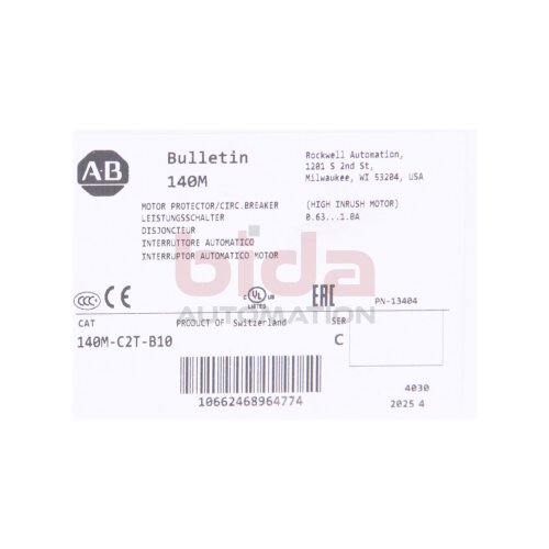 Allen-Bradley 140M-C2T-B10 (10662468964774) Leitungsschutzschalter / Circuit Breaker 1,0A