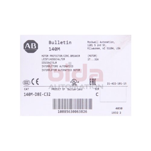 Allen-Bradley 140M-D8E-C32 (10885630063826) Leistungsschalter / Circuit Breaker  32A