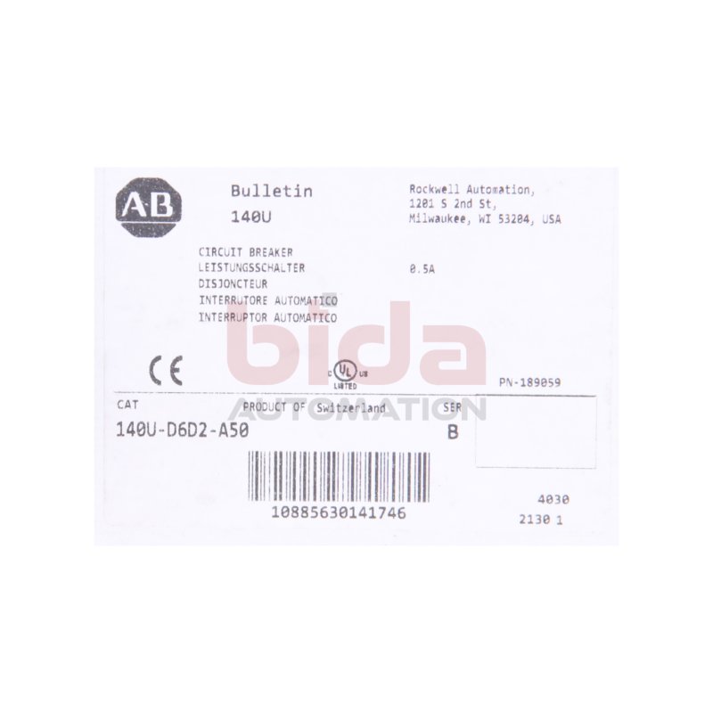 Allen Bradley 140U-D6D2-A50 (10885630141746) Leitungsschutzschalter / Circuit Breaker